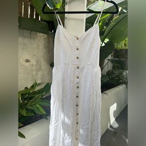 Button through midi dress